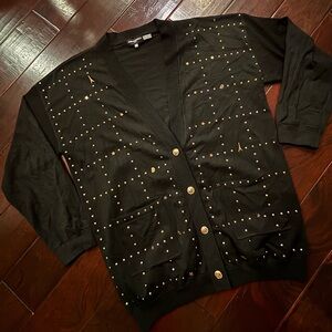 Karl Lagerfeld Black Cardigan with Gold Studs